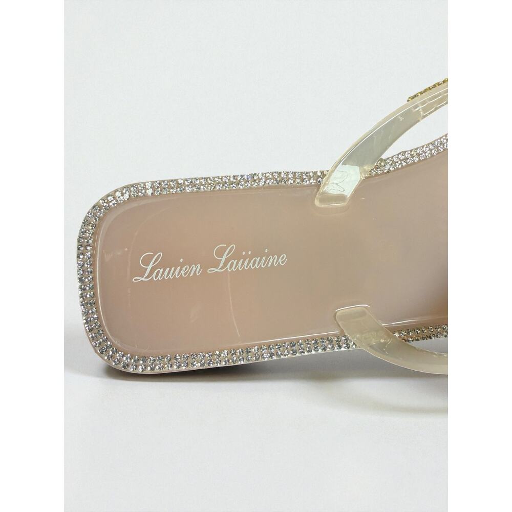 Lauren‎ Lorraine Tampa Pink Rhinestone Square Toe Clear Strap Sandals Size 7 - Picture 2 of 7